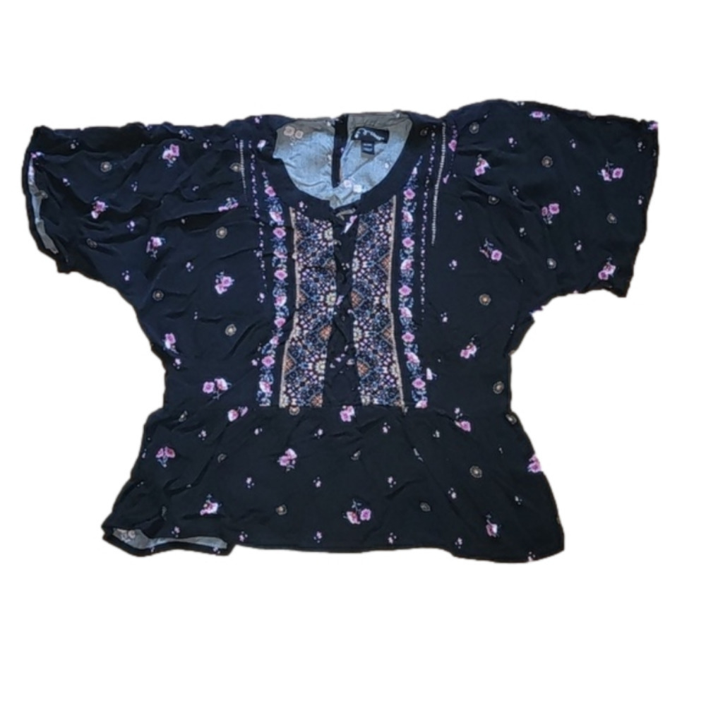 ART CLASS Black Flowy Floral Pattern Top - Picture 1 of 5